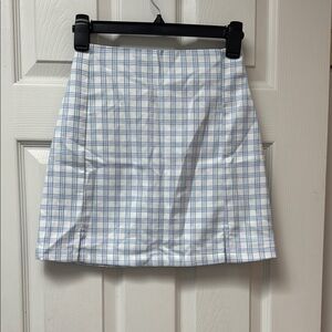 Brandy Melville Blue and White Plaid Women's Skirt